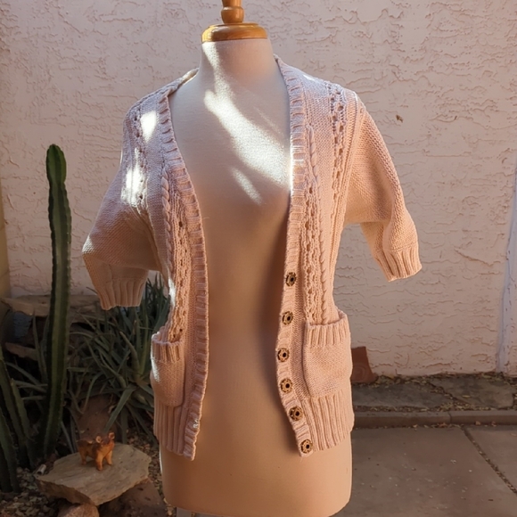 Guess Sweaters - Guess Cream Open-Front Knit Cardigan with Pockets